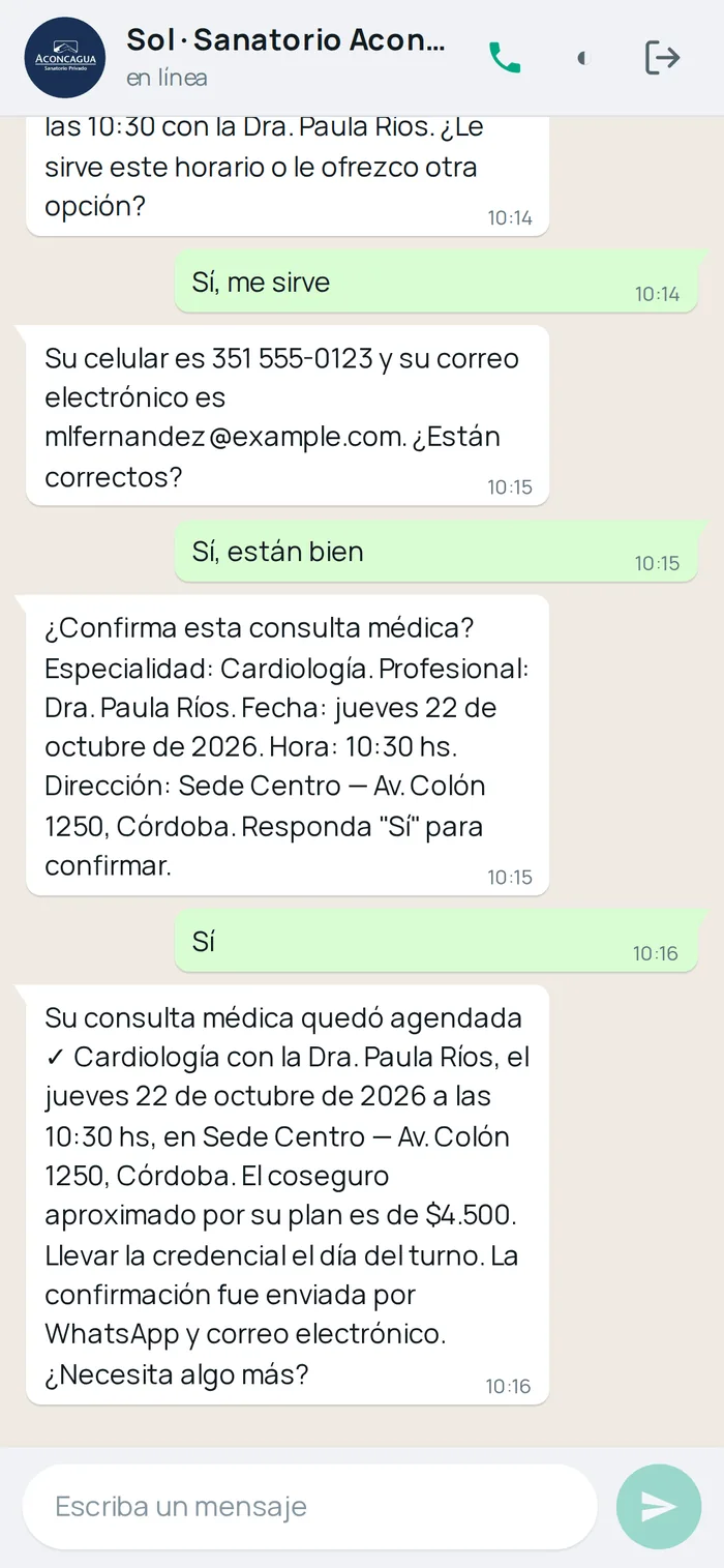 Chat de SOFiA en el celular